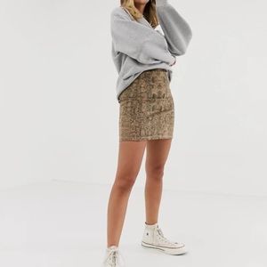 Pieces Snake Print Mini Skirt